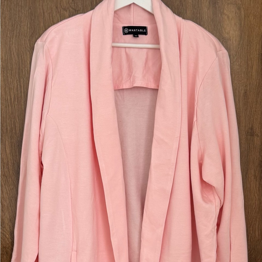 Wantab blush pink modal open front cardigan, size 2X Made in USA pockets Barbie